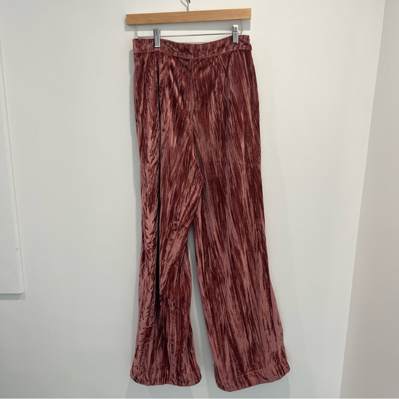 FREE PEOPLE Velvet Wide-Leg Bohemian Pants in Mauve | Women’s 6 - Picture 2 of 13